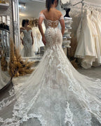 Sexy Floor Length Sweetheart Off-The-Shoulder Sleeveless Mermaid Lace Wedding Dress by misshow.com
