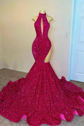 Sexy Halter Mermaid Floor-Length Prom Dress With Sequins by misshow.com