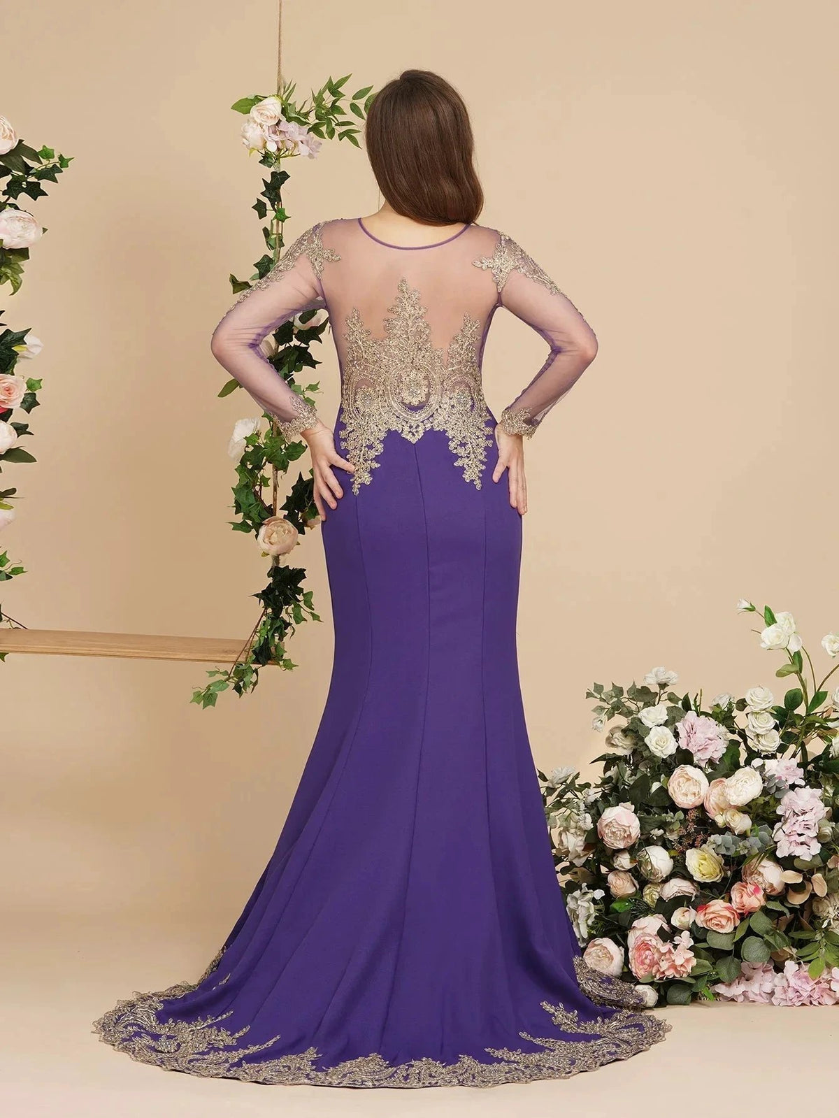 Sexy Lace Appliques Long Sleeves Mermaid Prom Dresses by misshow.com