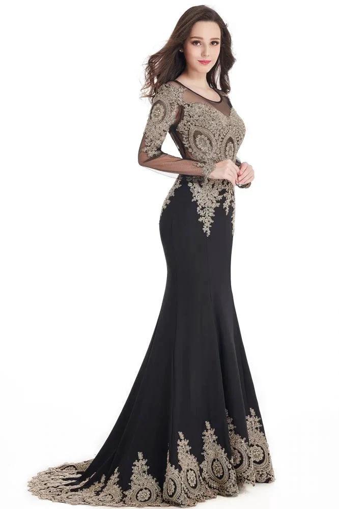 Sexy Lace Appliques Long Sleeves Mermaid Prom Dresses by misshow.com