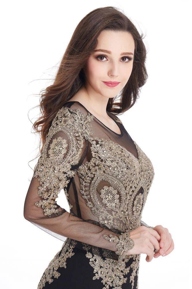 Sexy Lace Appliques Long Sleeves Mermaid Prom Dresses by misshow.com