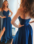Sexy Long A-line Sweetheart Backless Chiffon Prom Dress with Slit by BIZTUNNEL