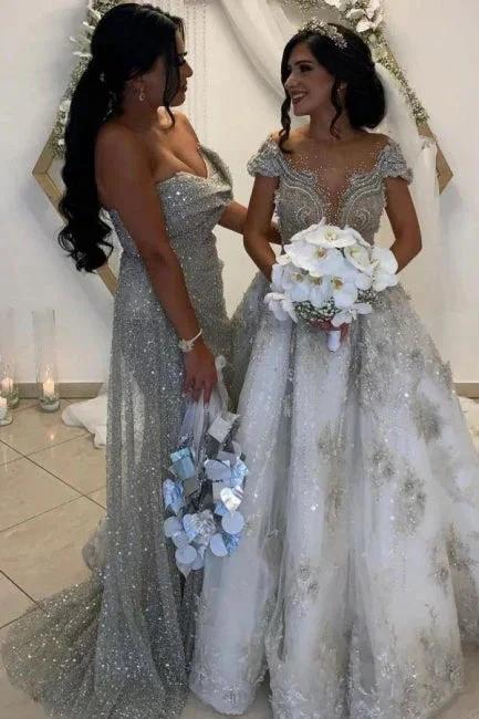 Sexy Long Glitter Sleeveless Evening Dresses Prom Dresses With Slit by misshow.com