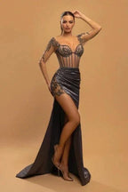 Sexy Long Mermaid Lace Evening Dresses With Long Sleeves by misshow.com