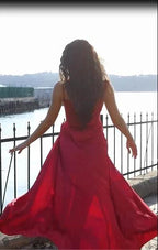 Sexy Long Mermaid Spaghetti Straps Chiffon Prom Dress With Slit by BIZTUNNEL