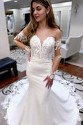 Sexy Long Mermaid Sweetheart Lace Wedding Dresses With Long Sleeves by misshow.com