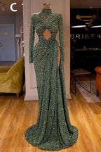 Sexy Long Mint Green Sequins Prom Dress Mermaid by misshow.com