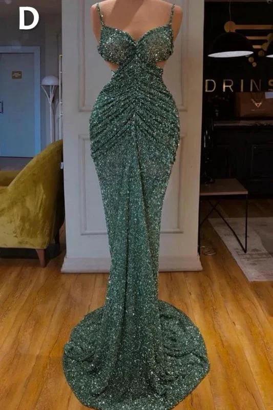 Sexy Long Mint Green Sequins Prom Dress Mermaid by misshow.com