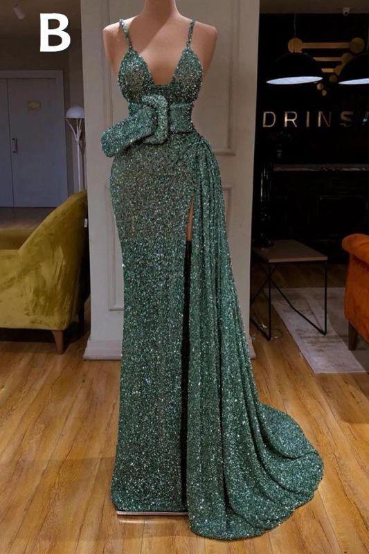 Sexy Long Mint Green Sequins Prom Dress Mermaid by misshow.com