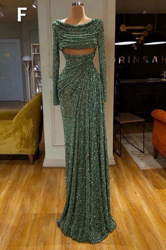 Sexy Long Mint Green Sequins Prom Dress Mermaid by misshow.com