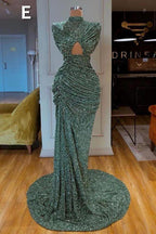 Sexy Long Mint Green Sequins Prom Dress Mermaid by misshow.com