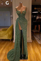 Sexy Long Mint Green Sequins Prom Dress Mermaid by misshow.com