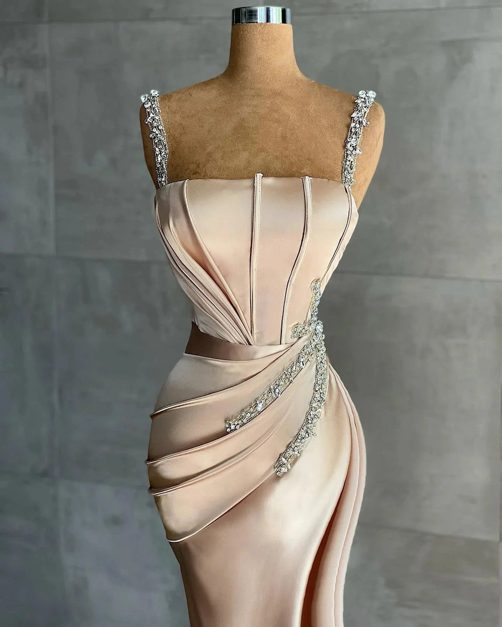 Sexy Long Satin Silk Mermaid Prom Dress with Deep Side Slit by BIZTUNNEL