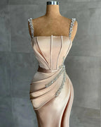 Sexy Long Satin Silk Mermaid Prom Dress with Deep Side Slit by BIZTUNNEL