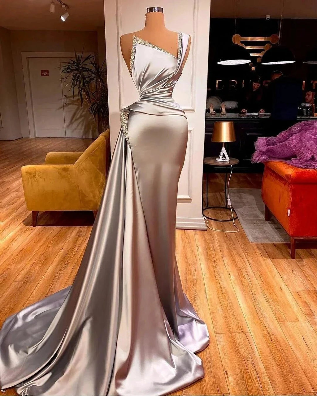 Sexy One Shoulder Slim Mermaid Evening Dress with Sweep Train by misshow.com