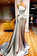 Sexy One Shoulder Slim Mermaid Evening Dress with Sweep Train by misshow.com