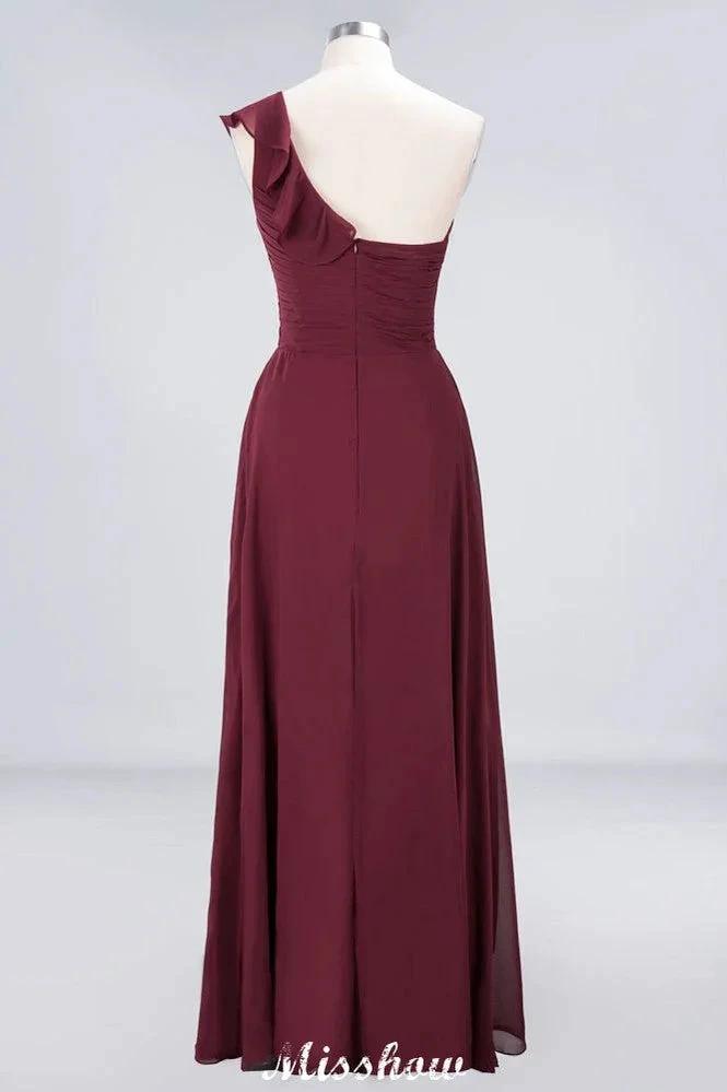 Sexy One-Shoulder Sweetheart Sleeveless Bridesmaid Dress Ruffles Beach Wedding Party Dress by misshow.com