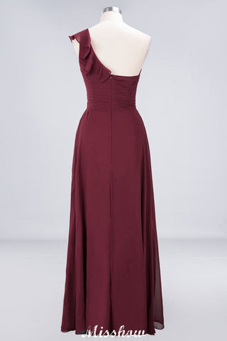 Sexy One-Shoulder Sweetheart Sleeveless Bridesmaid Dress Ruffles Beach Wedding Party Dress
