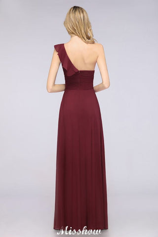 Sexy One-Shoulder Sweetheart Sleeveless Bridesmaid Dress Ruffles Beach Wedding Party Dress
