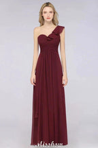 Sexy One-Shoulder Sweetheart Sleeveless Bridesmaid Dress Ruffles Beach Wedding Party Dress by misshow.com