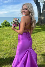 Sarai |Mermaid V-Neck Jersey Formal Dress with Lace-Up Back by KissProm