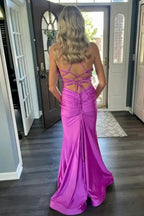 Sarai |Mermaid V-Neck Jersey Formal Dress with Lace-Up Back by KissProm