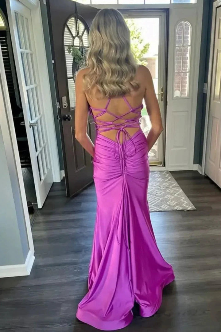 Sarai |Mermaid V-Neck Jersey Formal Dress with Lace-Up Back by KissProm