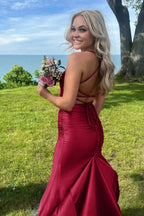 Sarai |Mermaid V-Neck Jersey Formal Dress with Lace-Up Back by KissProm