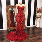 Sexy Red Sequins Mermaid Sweetheart Long Evening Gowns by misshow.com