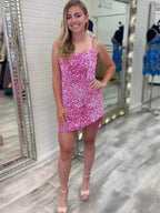 Sexy Royal Blue Spaghetti Straps Sequined Sleeveless Short Homecoming Dresses by misshow.com