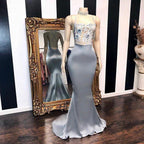 Sexy Sequins Sleeveless Mermaid Prom Dresses Glitter Halter Red Evening Gowns by BIZTUNNEL