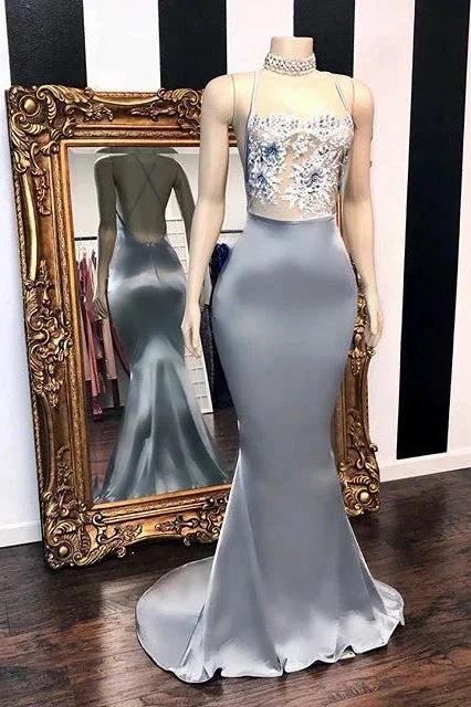 Sexy Sequins Sleeveless Mermaid Prom Dresses Glitter Halter Red Evening Gowns by BIZTUNNEL