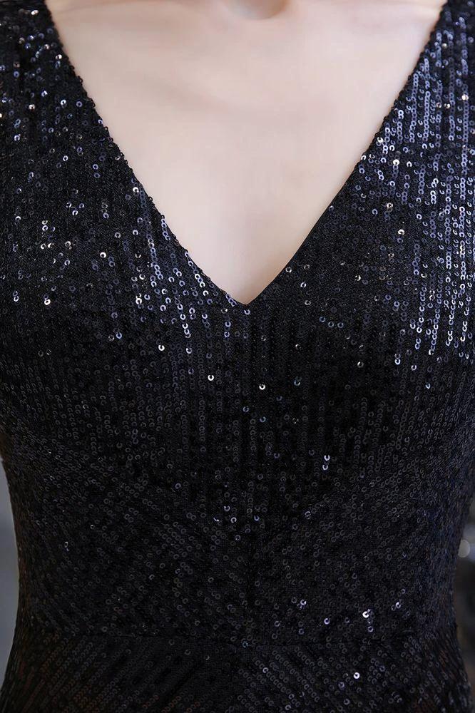 Sexy Shining V-neck Silver Sequin Sleeveless Prom Jumpsuit by misshow.com
