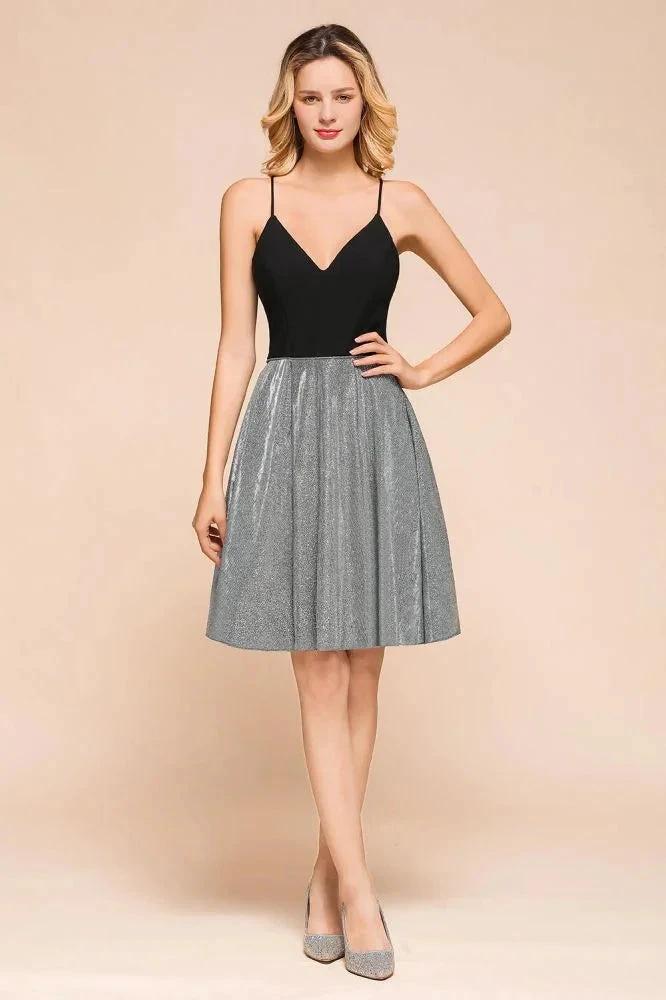 Sexy Sleeveless Short Homecoming Dress Bright V-Neck Party Dress with Pocket by misshow.com