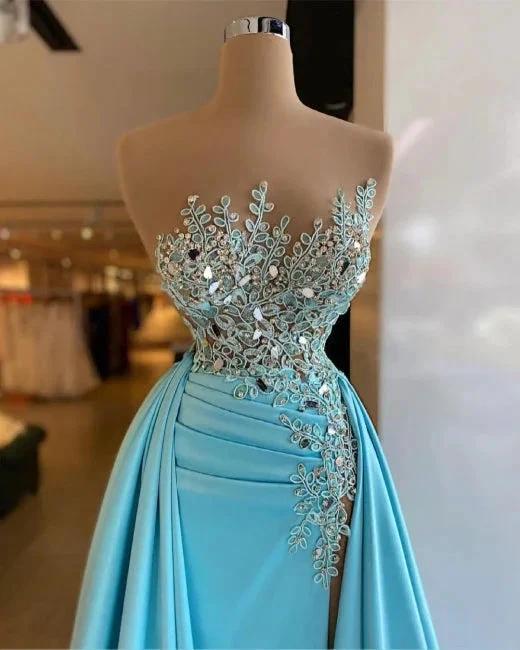Sexy Sleeveless Sparkly Sequins Mermaid Prom Dress with Detachable Train by misshow.com