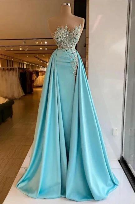 Sexy ärmelloses Meerjungfrau-Ballkleid mit glitzernden Pailletten und abnehmbarer Schleppe
