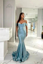 Sexy spaghetti straps cap sleeves mermaid evening dresses with ruffles by misshow.com