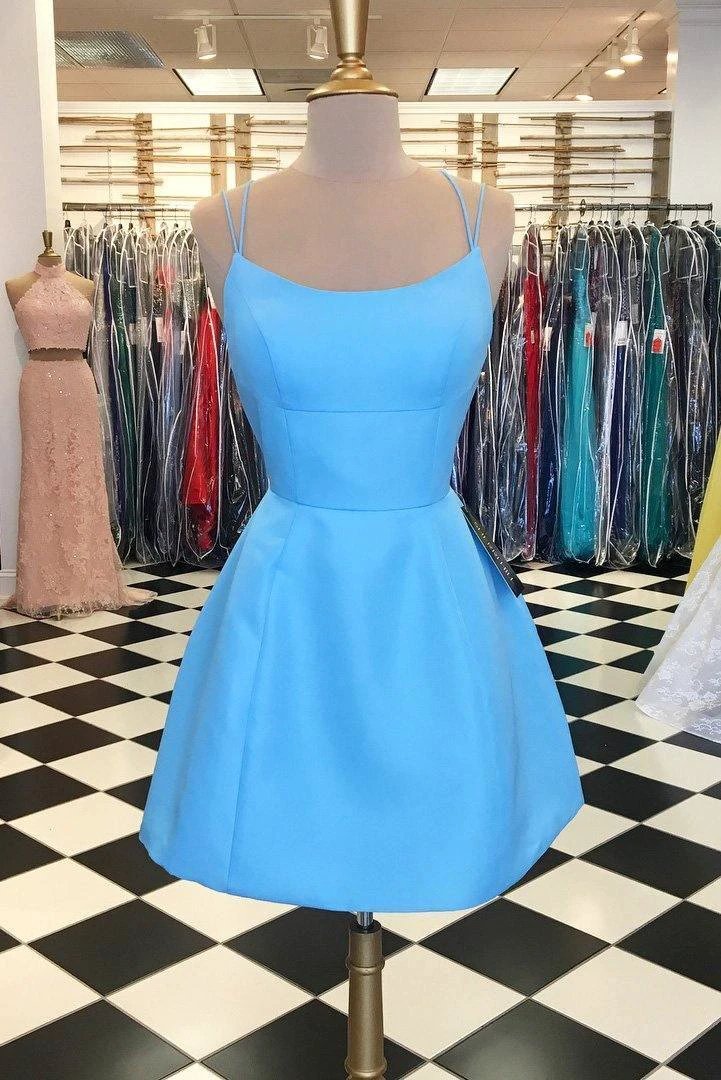 Sexy Spaghetti Straps Short Pink Homecoming Dress with Pockets PD102 by pgmdress