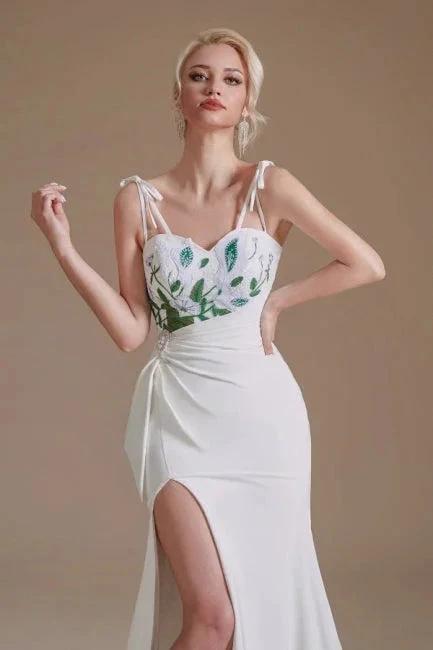 Sexy Spaghetti Straps Sleeveless Mermaid Floor-Length Satin Wedding Dresses by misshow.com