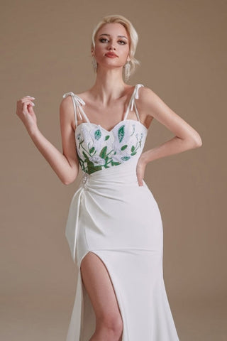 Sexy Spaghetti Straps Sleeveless Mermaid Floor-Length Satin Wedding Dresses