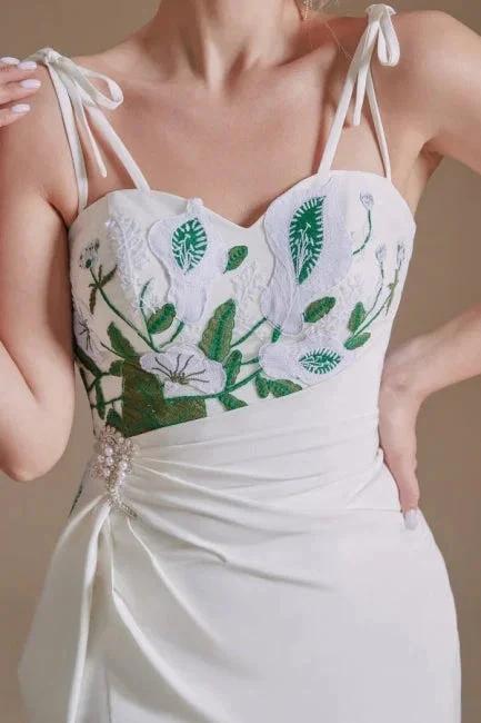 Sexy Spaghetti Straps Sleeveless Mermaid Floor-Length Satin Wedding Dresses by misshow.com