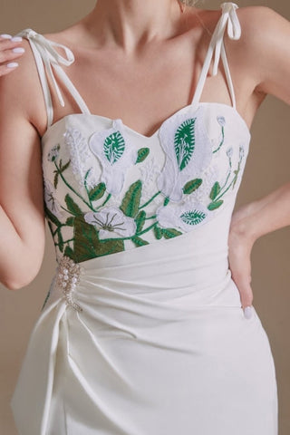 Sexy Spaghetti Straps Sleeveless Mermaid Floor-Length Satin Wedding Dresses