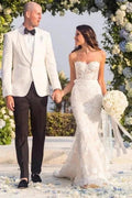 Sexy Strapless Sweetheart Mermaid Wedding Dresses Bridal Gowns With Lace by misshow.com