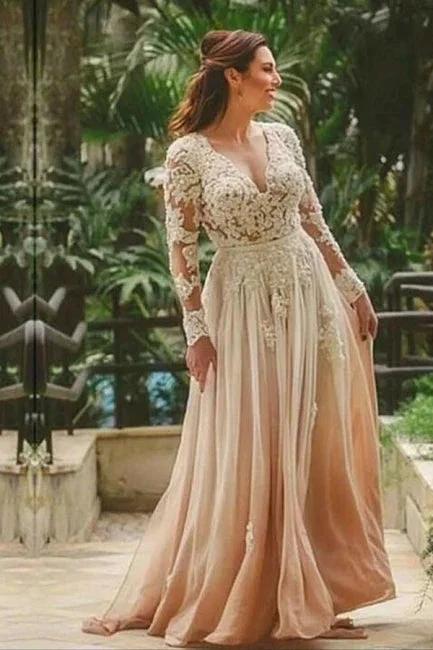 Sexy Sweetheart A-line Long Sleeves Backless Boho Chiffon Wedding Dresses by misshow.com
