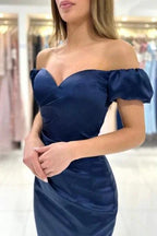 Sexy sweetheart capsleeves column satin evening dresses ruffles by misshow.com