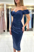 Sexy sweetheart capsleeves column satin evening dresses ruffles by misshow.com