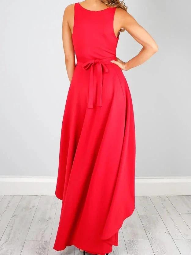 Sexy V Neck High Low Long Homecoming Dress with Sash PD074 by pgmdress