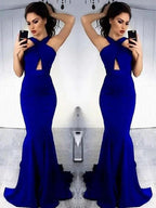 Sheath Halter Sleeveless With Ruched Satin Prom Dresses by misshow.com