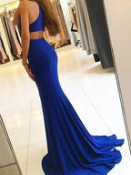 Sheath Halter Sleeveless With Ruffles Jersey Prom Dresses by misshow.com