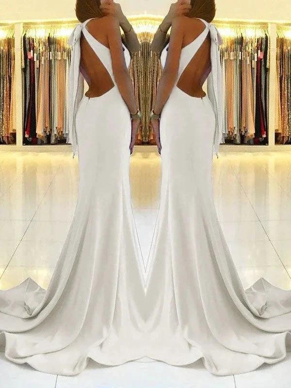 Sheath Halter Sleeveless With Ruffles Stretch Crepe Prom Dresses by misshow.com